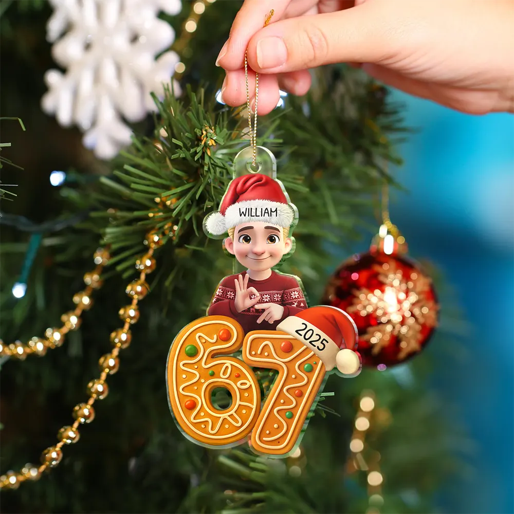 Funny,Gift For Kids,Gift For Grandkids,Christmas - Funny Teen Slang Six Seven - Personalized Custom Shaped Acrylic Ornament