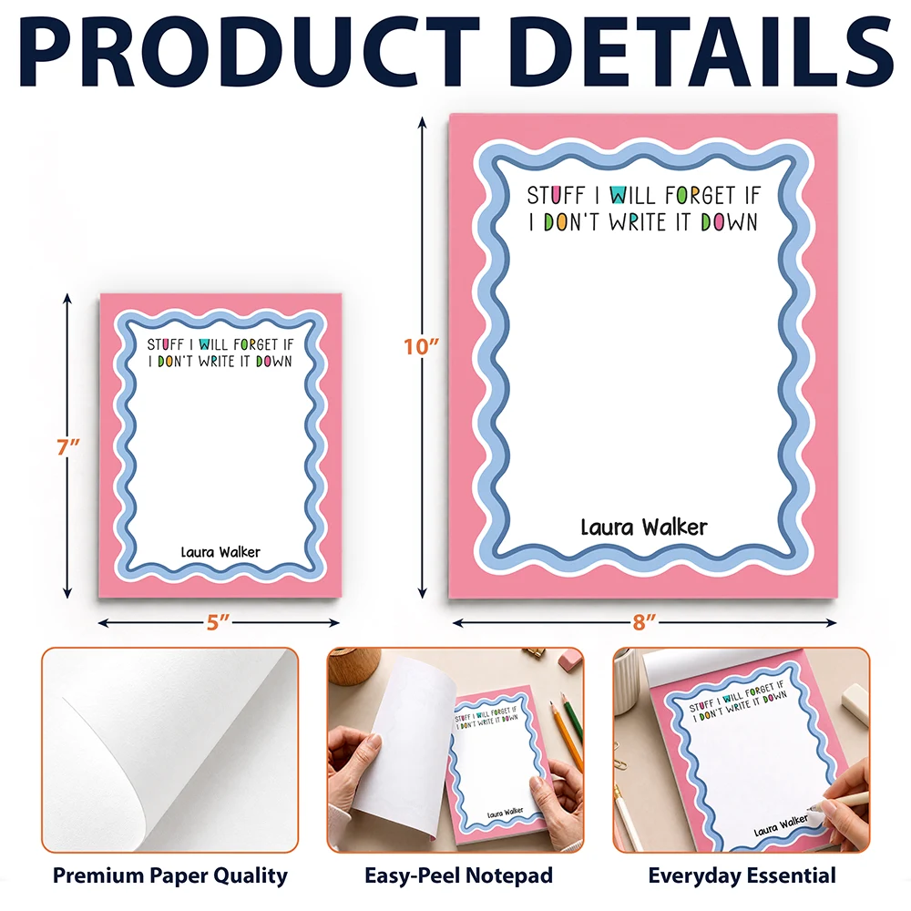 Humorous,Gift For Yourself,Gift For Women,Custom Text - Funny To-do List - Personalized Notepad