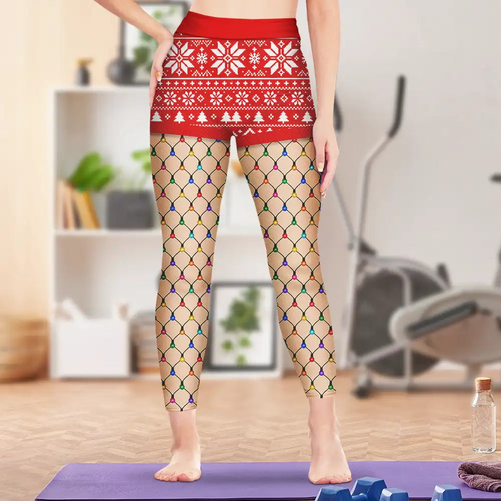 Christmas,Gift For Women,Gift For Yourself,Gifts For Her,Humorous,Icon - Funny Christmas Gift For Her - Personalized Fishnet Tights Leggings