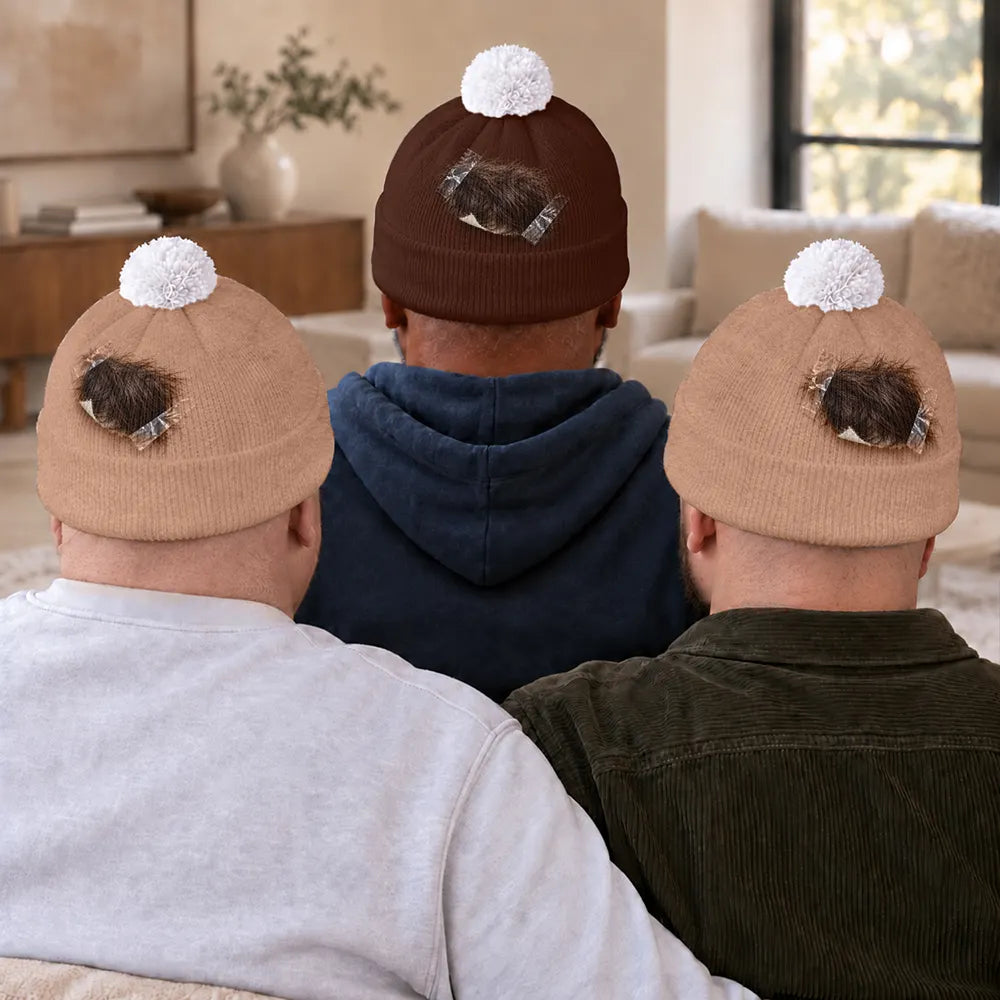 Gift For Men, Gift For Yourself, Gifts For Him, Humorous, Icon, Top Market - Funny Gag Gift For Him - Personalized Novelty Taped Toupee Bobble Beanie Hat