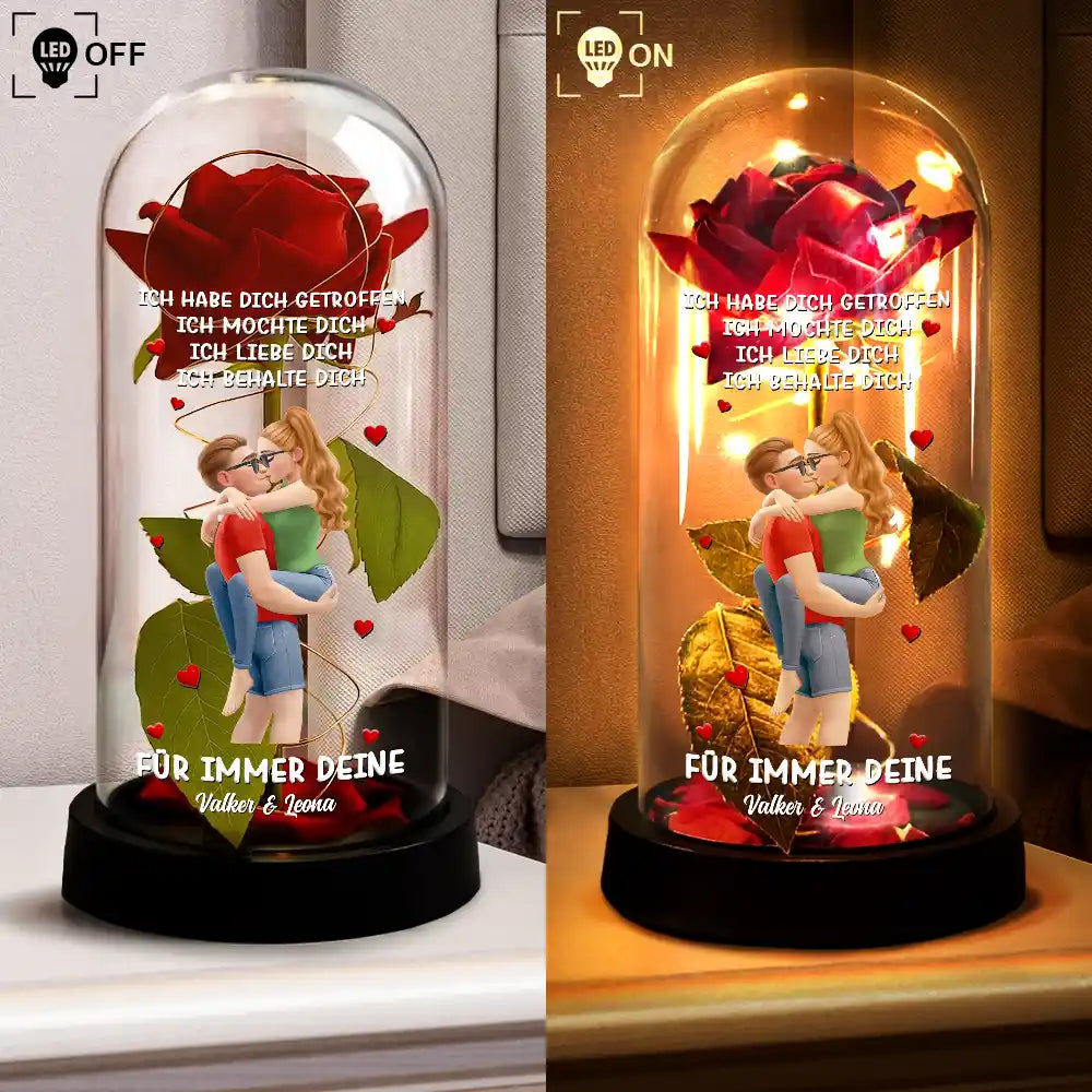 Gift For Couples,Gift For Husband,Gift For Wife,Gift For Boyfriend,Gift For Girlfriend,LGBT,Love,German - Für Immer Wir - Personalisierte Ewige Rosenkuppel-Lampe