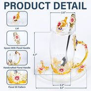 Flower Butterfly Monogram - Personalized Glass Flower Tea Cup