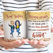 Only True Friends Will Leave Footprints In Your Heart - Gift For BFF Besties - Personalized Custom White Edge-to-Edge Mug