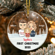 Baby First Christmas - Gift For Father And Mother - Personalized Custom Circle Acrylic Ornament
