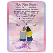 Mother Daughter Hugs From Heaven - Memorial Gift - Personalized Fleece Blanket