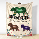 Proud Mama Bear - Gift For Mother - Personalized Fleece Blanket, Sherpa Blanket