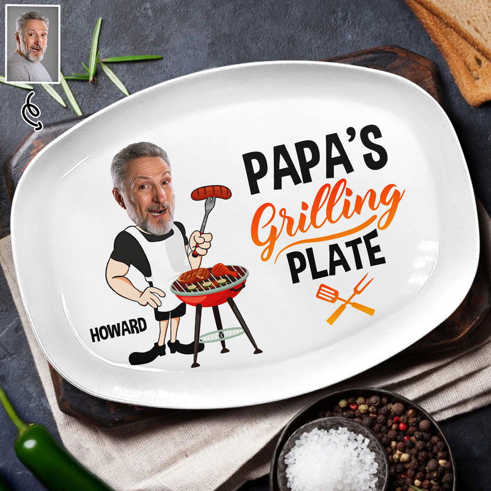 Custom Photo Daddy's Grilling Plate - Personalized Plate