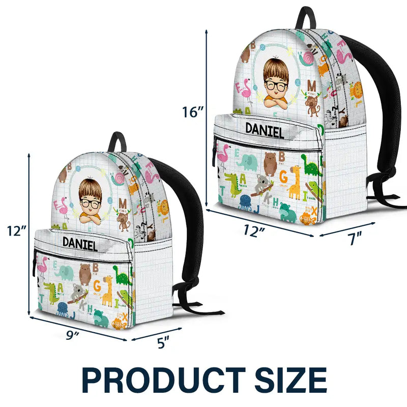 Cute Animal Alphabet - Personalized Canvas Backpack