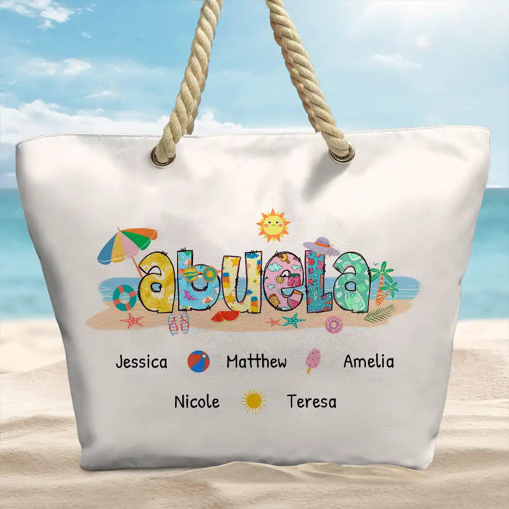 Mom Grandma Beach Summer Vibe - Personalized Beach Bag