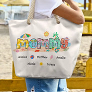 Mom Grandma Beach Summer Vibe - Personalized Beach Bag