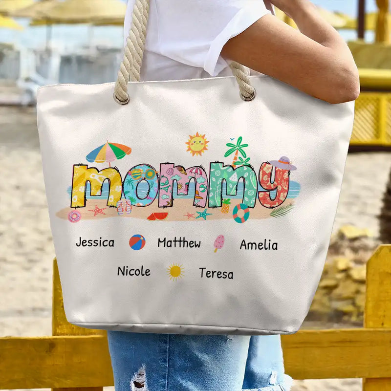 Mom Grandma Beach Summer Vibe - Personalized Beach Bag