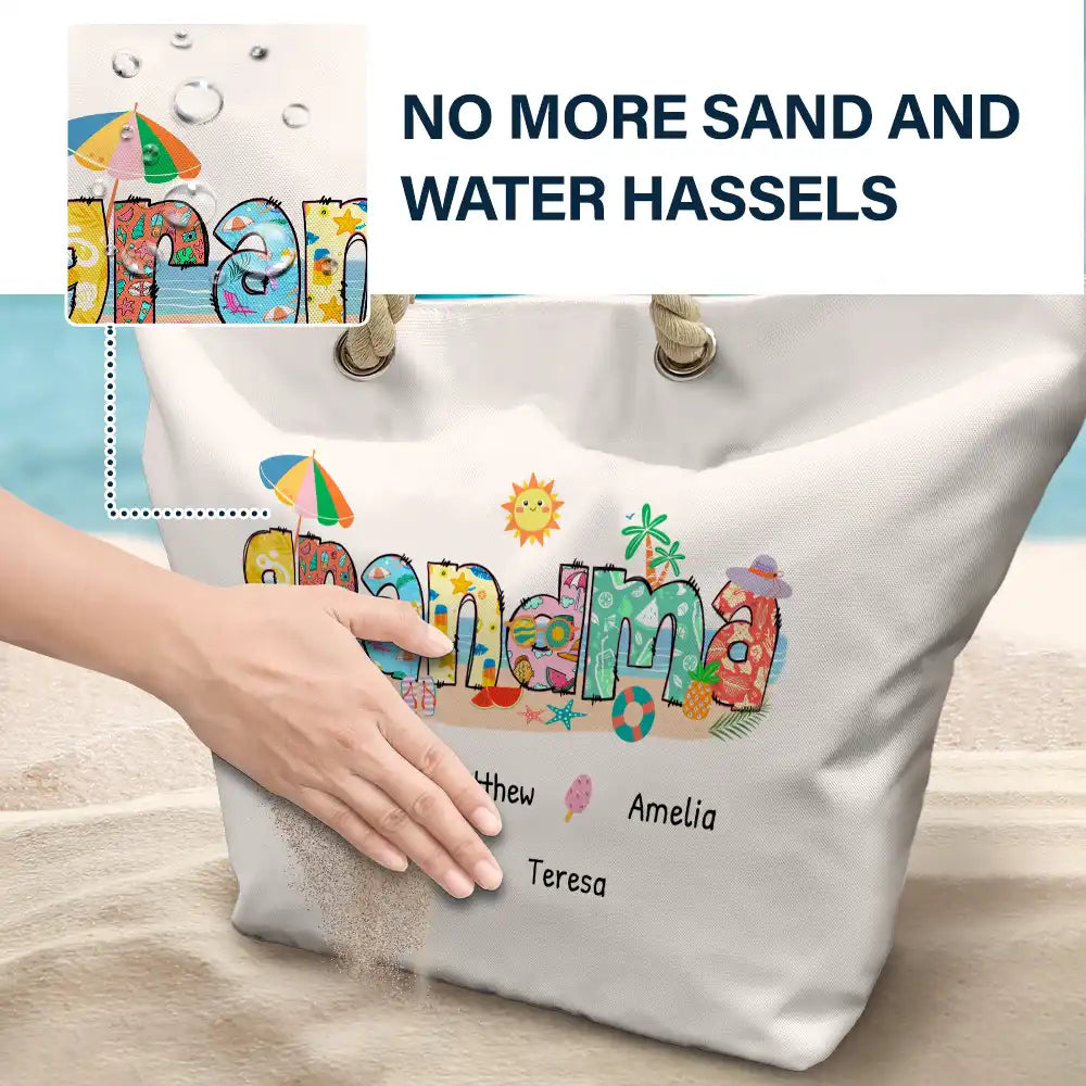 Mom Grandma Beach Summer Vibe - Personalized Beach Bag