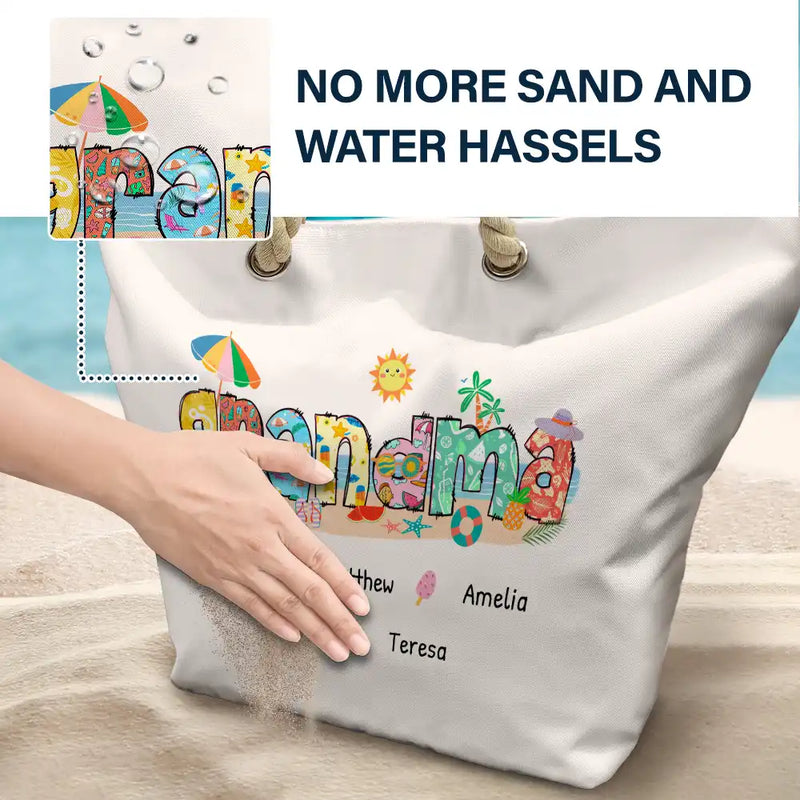 Mom Grandma Beach Summer Vibe - Personalized Beach Bag