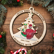 Christmas,Gift For Couples,Gift For Husband,Gift For Wife,Gift For Boyfriend,Gift For Girlfriend,Happy - Christmas Never Stop Making Memories With You - Personalized Wooden Cutout Ornament