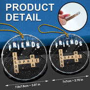 Gift For Bestie, Family, Gift For Brothers, Gift For Sisters, Gift For Sibling - Friends Besties Sisters Brothers Family Crossword Scrabble - Personalized Circle Glass Ornament