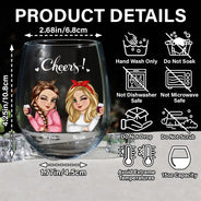 Old Bestie Here's To Being Friends - Personalized Stemless Wine Glass