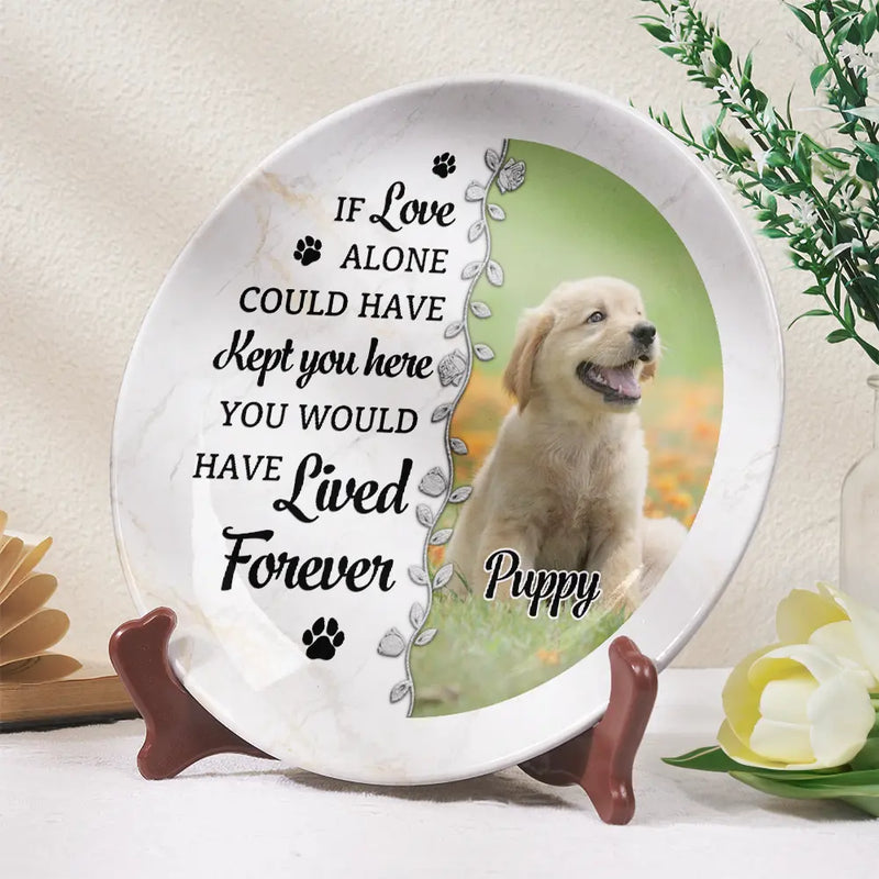 Memorial, Pet Lovers, Pet Mom, Pet Dad - Custom Photo Memorial You Were My Favorite Hello And My Hardest Goodbye - Personalized Ceramic Plate
