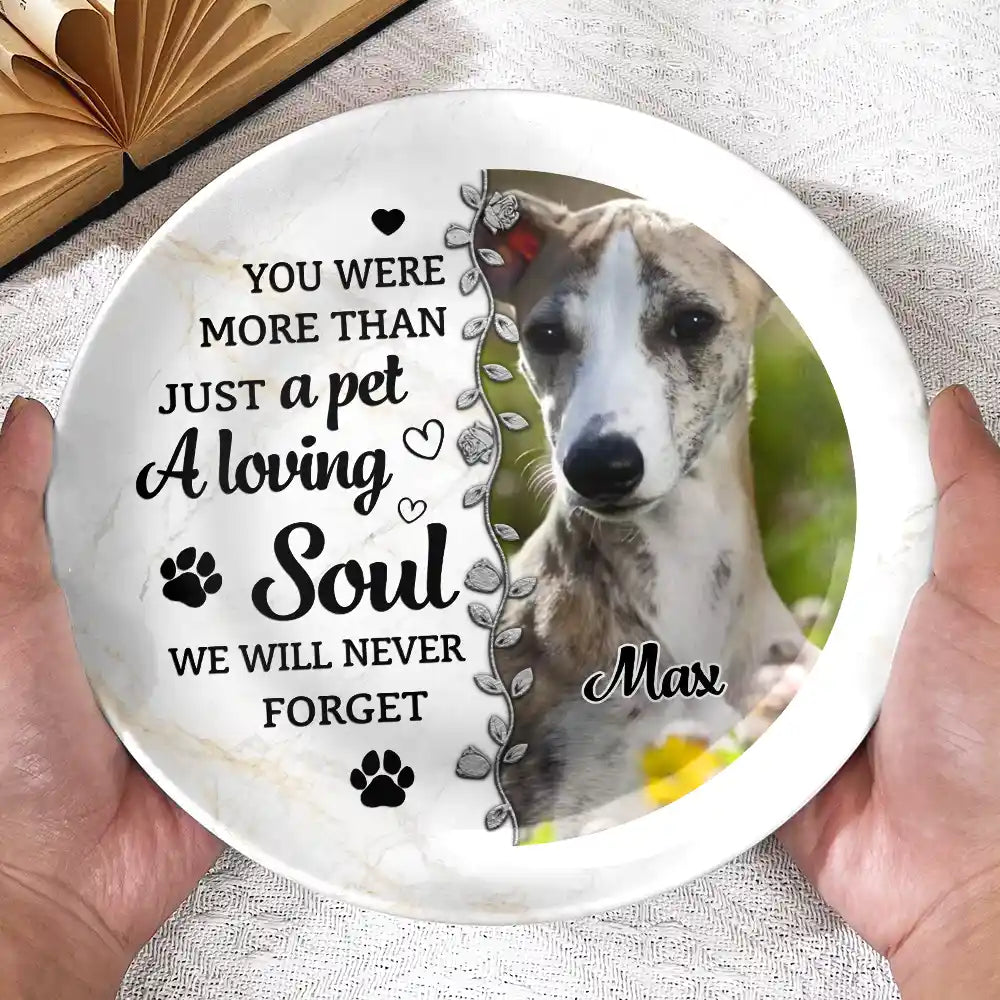 Memorial, Pet Lovers, Pet Mom, Pet Dad - Custom Photo Memorial You Were My Favorite Hello And My Hardest Goodbye - Personalized Ceramic Plate
