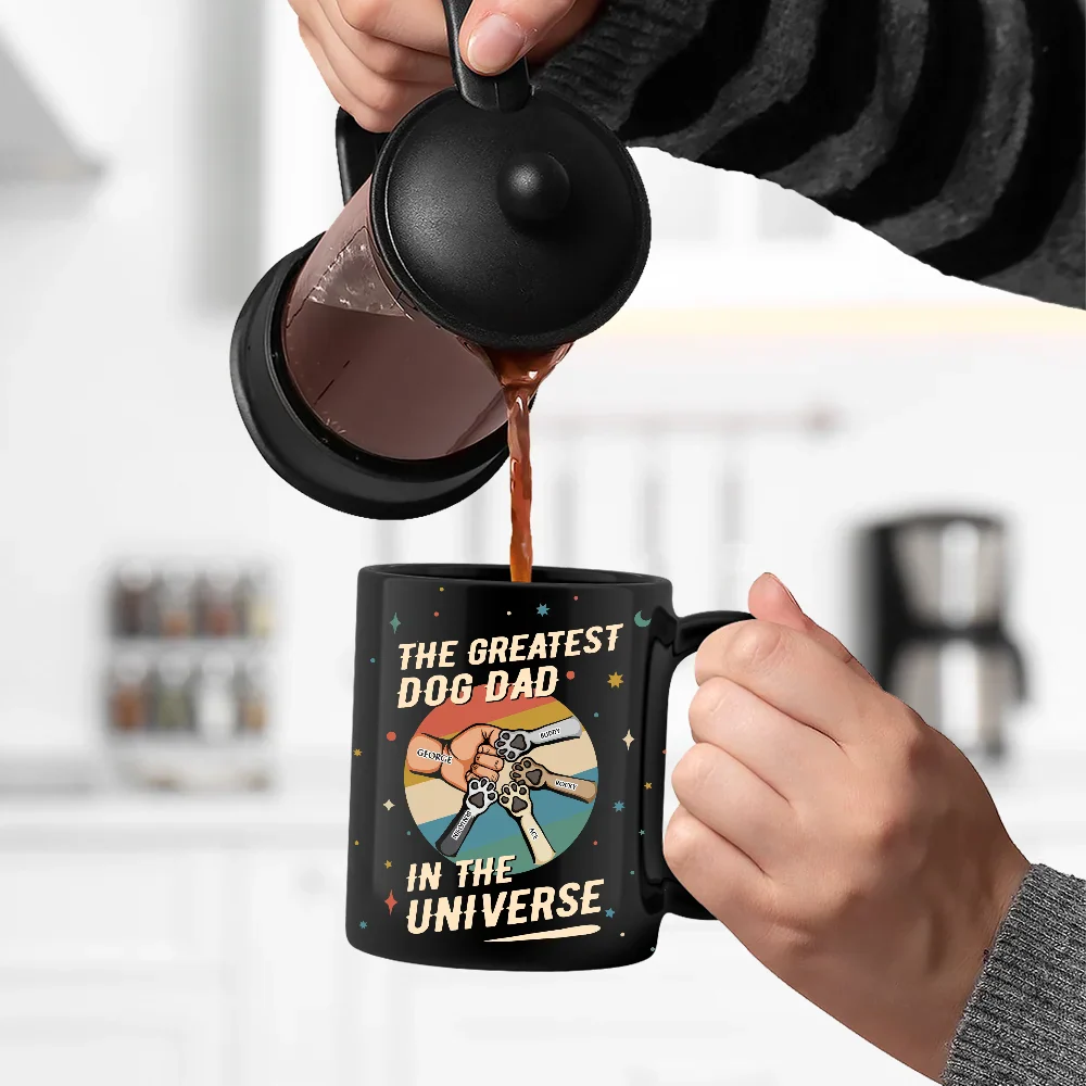 Dog Lovers,Pet Lovers,Dog Dad,Pet Dad - The Greatest Dog Dad In The Universe - Personalized Black Mug
