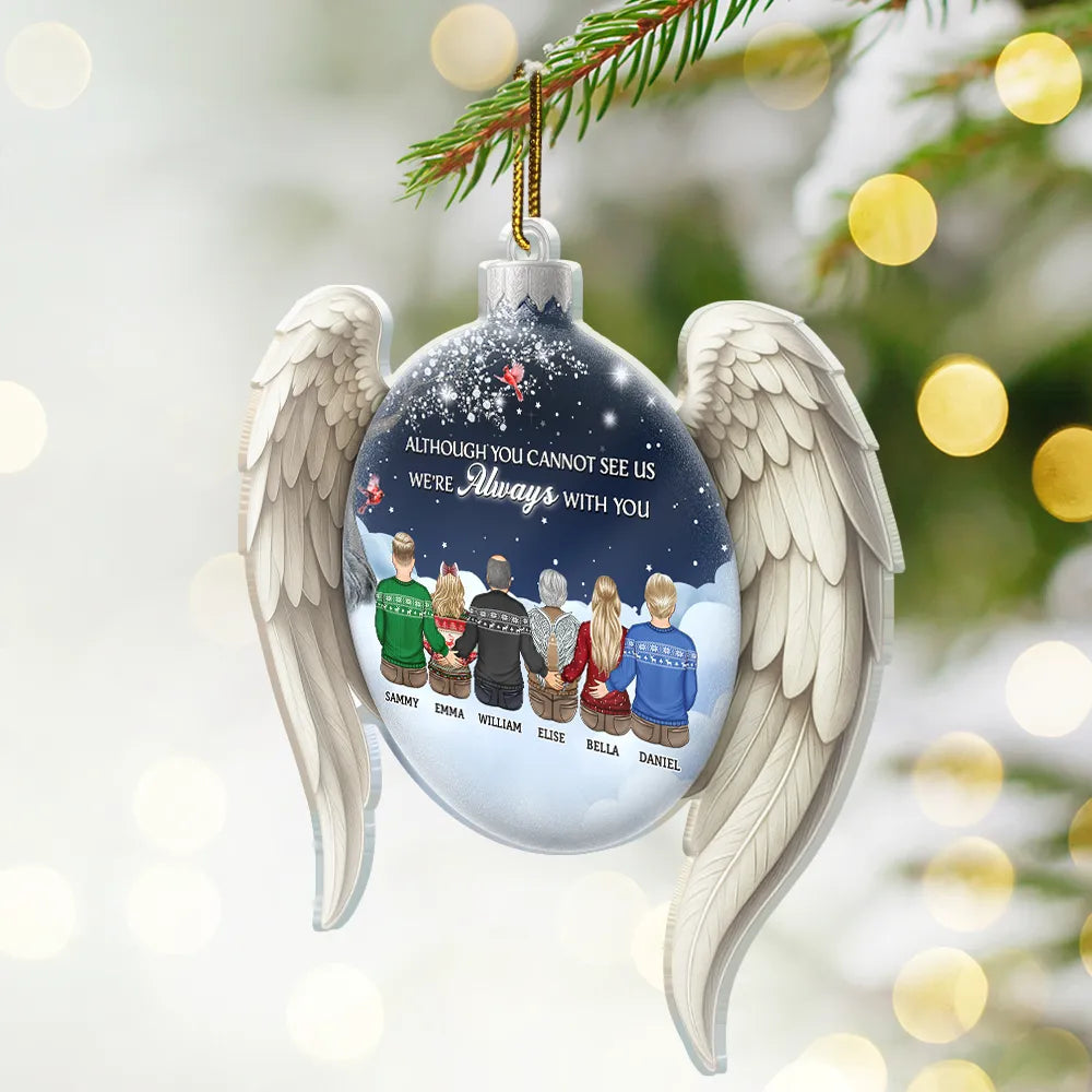 Christmas,Family,Memorial,Sad - Your Wings Were Ready But Our Hearts Were Not - Personalized Custom Shaped Acrylic Ornament
