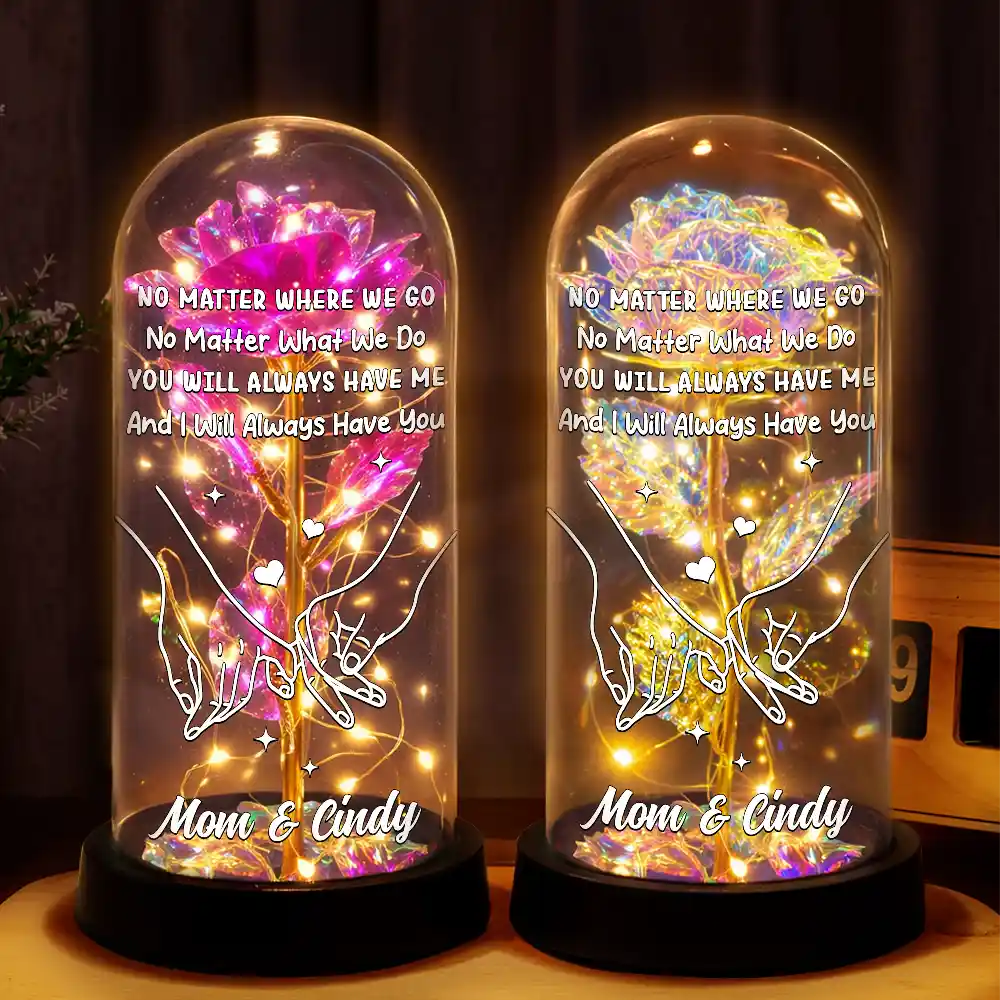 Gift For Mother,Mom - Daughters (Adult),Happy - No Matter Where We Go No Matter What We Do Mother Daughter - Personalized Everlasting Rose Dome Lamp
