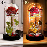 Gift For Mother,Mom - Daughters (Adult),Happy - No Matter Where We Go No Matter What We Do Mother Daughter - Personalized Everlasting Rose Dome Lamp