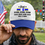 Gift For Father,Gift For Grandpa,Happy - Best Dad Ever Nautical Flags Marine Code - Personalized Embroidered Two Tone Cap