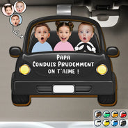 Gift For Husband,Parents,Gift For Yourself,Gift For Men,Gift For Grandpa,Gift For Father,French,Custom Photo,Happy,Gift For Grandparents,French,Non-Eng,Photo - Photo Personnalisable Conduis Prudemment Avec Des Enfants - Clip De Pare-Soleil De Voiture À Forme Spéciale Personnalisé