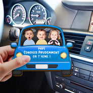 Gift For Husband,Parents,Gift For Yourself,Gift For Men,Gift For Grandpa,Gift For Father,French,Custom Photo,Happy,Gift For Grandparents,French,Non-Eng,Photo - Photo Personnalisable Conduis Prudemment Avec Des Enfants - Clip De Pare-Soleil De Voiture À Forme Spéciale Personnalisé