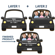 Gift For Husband,Parents,Gift For Yourself,Gift For Men,Gift For Grandpa,Gift For Father,French,Custom Photo,Happy,Gift For Grandparents,French,Non-Eng,Photo - Photo Personnalisable Conduis Prudemment Avec Des Enfants - Clip De Pare-Soleil De Voiture À Forme Spéciale Personnalisé