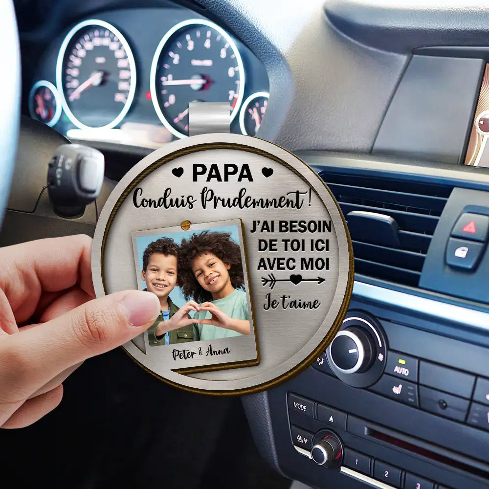 Gift For Husband,Parents,Gift For Yourself,Gift For Men,Gift For Grandpa,Gift For Father,French,Custom Photo,Love,Gift For Grandparents,Non-Eng,Photo,Grateful - Photo Personnalisable Conduis Prudemment Je T'aime - Clip De Pare-Soleil De Voiture À Forme Spéciale Personnalisé