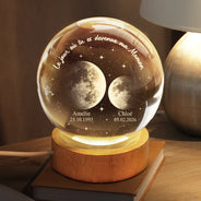 Gift For Wife,Parents,Gift For Yourself,Gift For Women,Gift For Mother,French,New Mom,New baby,Non-Eng,Moon Phase,Grateful - Phase De Lune On T’aime Jusqu’à La Lune Et En Retour - Lampe Boule En Cristal Personnalisée