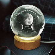 Gift For Wife,Parents,Gift For Yourself,Gift For Women,Gift For Mother,French,New Mom,New baby,Non-Eng,Moon Phase,Grateful - Phase De Lune On T’aime Jusqu’à La Lune Et En Retour - Lampe Boule En Cristal Personnalisée
