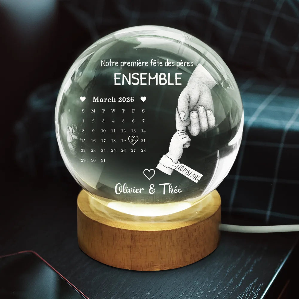 Gift For Wife,Parents,Gift For Yourself,Gift For Women,Gift For Mother,French,New Mom,New baby,Non-Eng,Calendar,Adorable - Calendrier Le Jour Où Tu Es Devenue Ma Maman Papa - Lampe Boule En Cristal Personnalisée