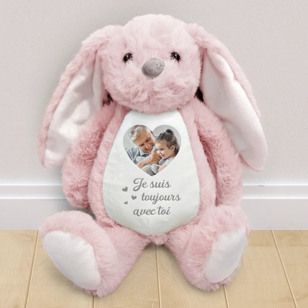 Gift For Kids,Gift For Grandkids,Gift For Daughter,Gift For Son,Memorial,French,Non-Eng,Photo,Sympathetic - Photo Personnalisable Un Câlin Venu Du Ciel - Peluche Lapin Personnalisée