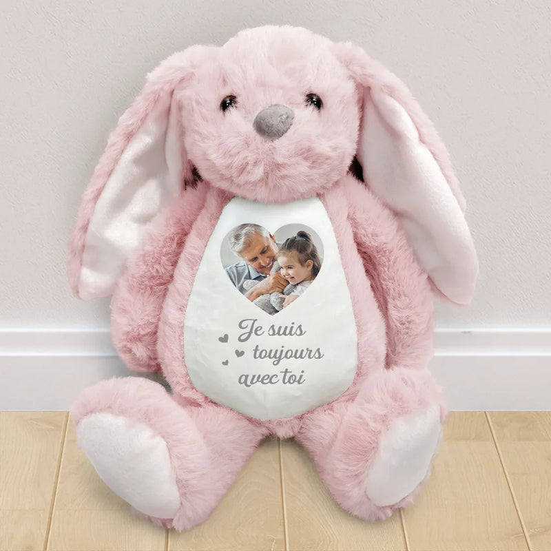 Gift For Kids,Gift For Grandkids,Gift For Daughter,Gift For Son,Memorial,French,Non-Eng,Photo,Sympathetic - Photo Personnalisable Un Câlin Venu Du Ciel - Peluche Lapin Personnalisée