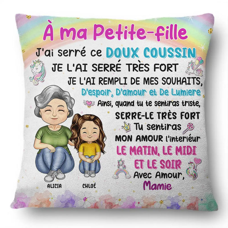 Gift For Kids,Gift For Grandkids,Gift For Daughter,Gift For Son,French,Non-Eng,Vector,Cozy - Grand-Mère Et Petit-Enfant J’ai Serré Ce Doux Coussin - Coussin Personnalisé