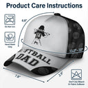 Gift For Father,Gift For Grandpa,Baseball,Softball,Non-Eng,Icon,Confident - Baseball Softball Dad Papa Kids Backside Line Art - Personalized Classic Cap