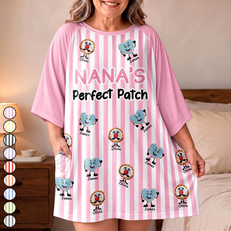 Adorable,Baking,Gift For Grandma,Icon - Grandma The Perfect Batch Loving Grandkids - Personalized Oversized Sleep Tee