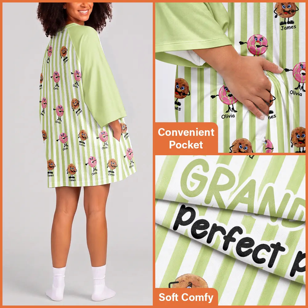 Adorable,Baking,Gift For Grandma,Icon - Grandma The Perfect Batch Loving Grandkids - Personalized Oversized Sleep Tee