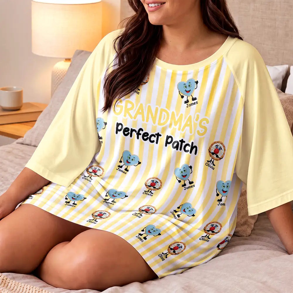 Adorable,Baking,Gift For Grandma,Icon - Grandma The Perfect Batch Loving Grandkids - Personalized Oversized Sleep Tee