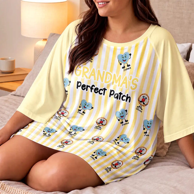 Adorable,Baking,Gift For Grandma,Icon - Grandma The Perfect Batch Loving Grandkids - Personalized Oversized Sleep Tee