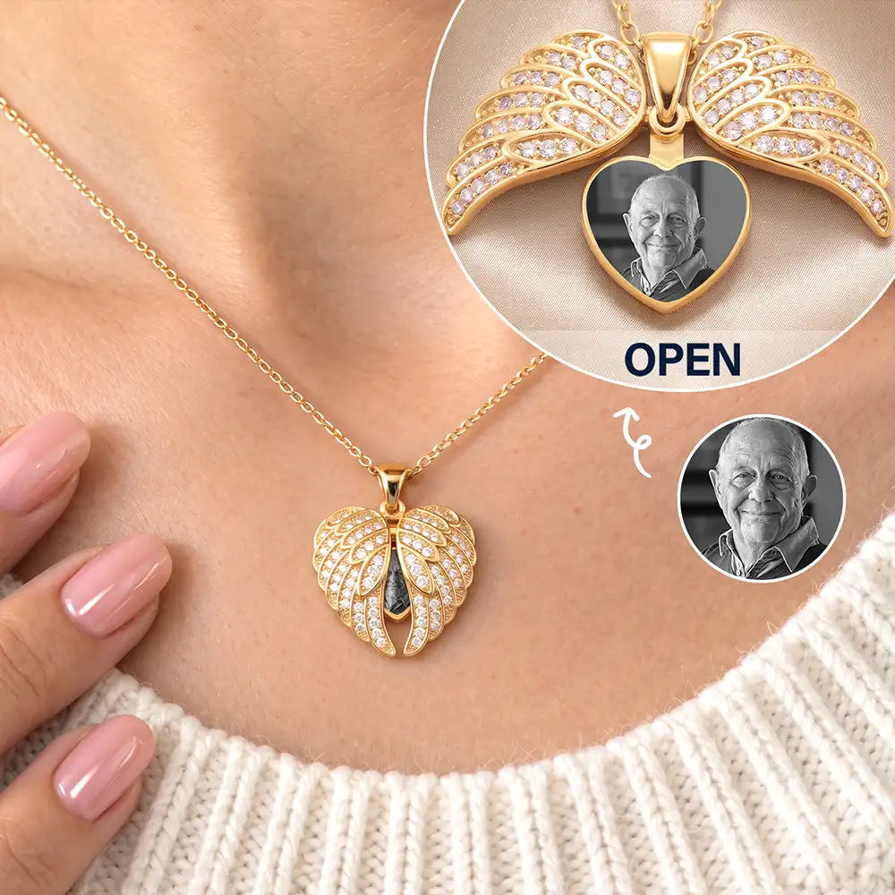 Custom Photo Memorial Sympathy Gift For Her - Personalized Hidden Message Necklace