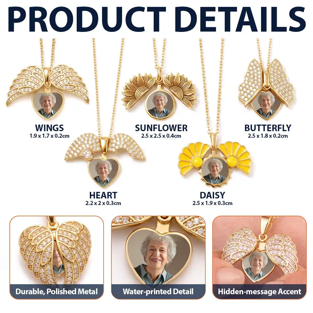 Custom Photo,Sympathetic,Gift For Yourself,Memorial,Gift For Women,Upload Full Photo - Custom Photo Memorial Sympathy Gift For Her - Personalized Hidden Message Necklace