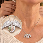 Custom Photo,Sympathetic,Gift For Yourself,Memorial,Gift For Women,Upload Full Photo - Custom Photo Memorial Sympathy Gift For Her - Personalized Hidden Message Necklace