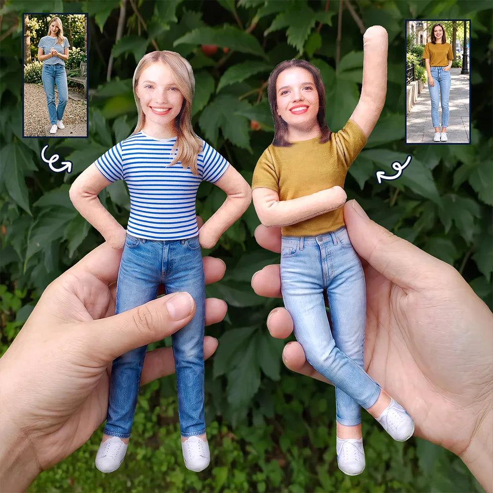 Funny Friendship Gift For Best Friend, Bestie, Coworker, BFF - Personalized Custom Photo Squishy Toy Poseable Plush Doll