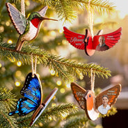 Christmas,Custom Photo,Gift For Yourself,Gifts For Her,Gifts For Him,Memorial,Remove BG Photo,Sympathetic,Top Market - Memorial Sympathy Gift Loss Of Mom Dad Caridnal Bird Hummingbird Butterfly - Personalized Custom Photo I Am Always With You Wooden Ornament