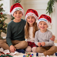 Christmas,Custom Text,Family,Happy - Christmas Party Gift For Family, Best Friend, Brother, Sister - Personalized Glitter Effect Santa Hat