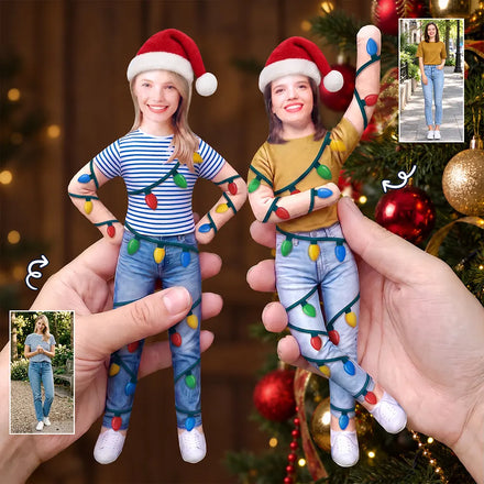 Funny Friendship Gift For Best Friend, Bestie, Coworker, BFF - Personalized Custom Photo Christmas Squishy Toy Poseable Plush Doll