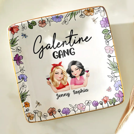 Galentine Gang 3D Effect Turban Bestie - Personalized Ring Dish